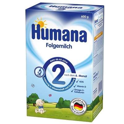 Formula de lapte praf de continuare, Formula 2 Gos, +6 luni, 600 g, Humana