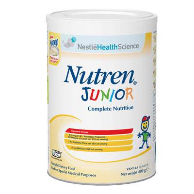 Formula speciala de lapte praf aroma de vanilie Nutren Junior, 1-10 ani, 400 g, Nestle