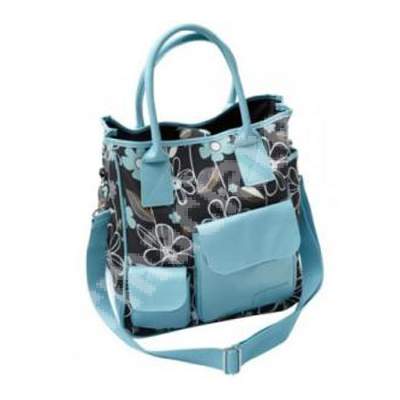 Geanta turquoise negru floral, CB8, Tippitoes