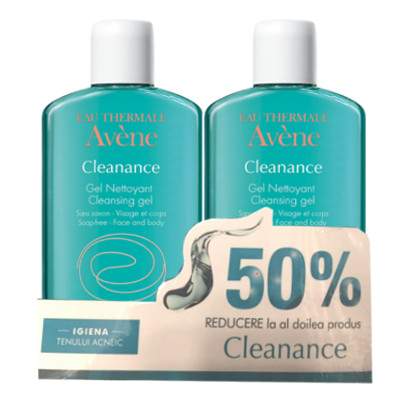 Gel de curatare Cleanance Avene, 2x200 ml, Pierre Fabre ( 50% reducere la al 2-lea produs)
