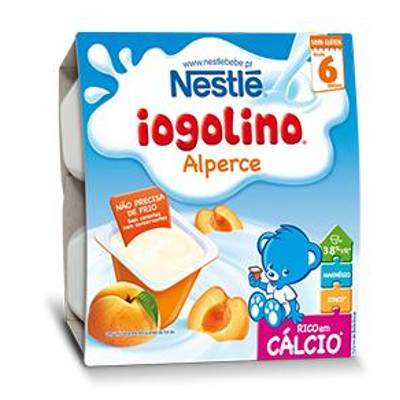 Gustare cu lapte si caise Iogolino, 6-36 luni, 4x100 g, Nestle
