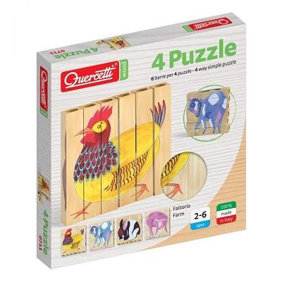 Joc puzzle de lemn ferma, Q0711, Quercetti
