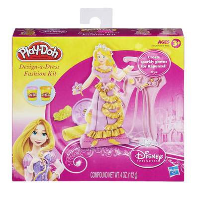 Kit pasta de modelat Rapunzel Design a Dress Fashion Play-Doh, HBA5419, Hasbro