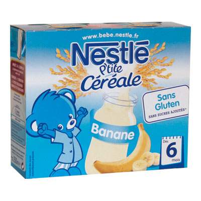 Lapte cu cereale si banane P'tite, +6 luni, 2x250 ml, Nestle