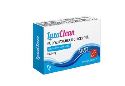 LaxaClean supozitoare cu glicerina pentru adulti, 2000 mg glicerina, 10 bucati, Viva Pharma