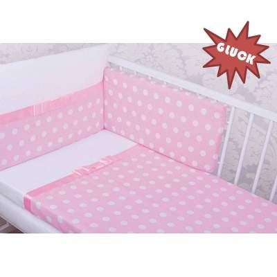 Lenjerie din Bumbac 3 piese Rose Dots, +0 luni, 120x60 cm, Gluck Baby