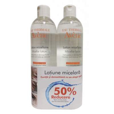 Lotiune micelara Avene, 2x200 ml, Pierre Fabre (50% reducere la al 2-lea produs)