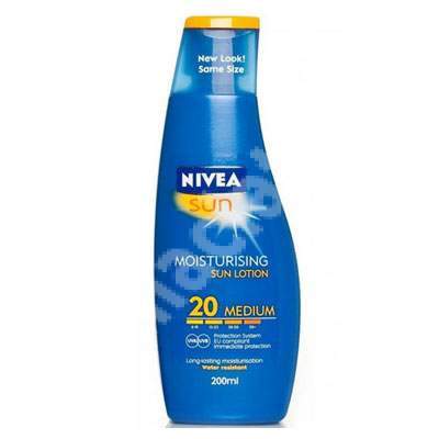 Lotiune protectie solara hidratanta pentru piele normala Sun Moisturising SPF 20, 200 ml, Nivea