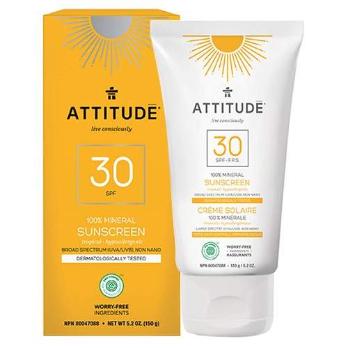 Lotiune protectie solara SPF 30 Tropical, 150 g, Attitude