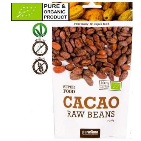 Boabe de cacao Bio, 200 g, Purasana