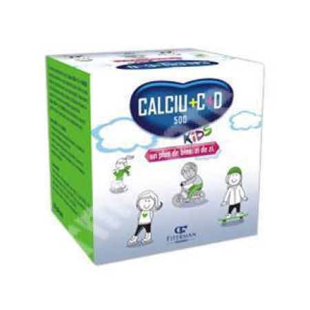 Calciu 500 + C + D, Kids, 20 plicuri, Fiterman Pharma