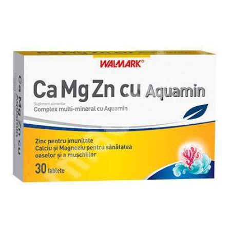 Calciu, Magneziu, Zinc cu Aquamin, 30 tablete, Walmark