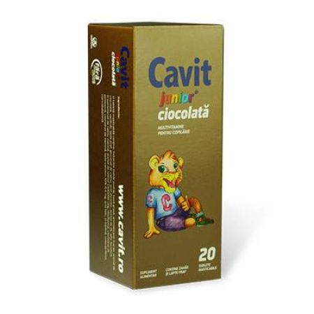 Cavit Junior ciocolata, 20 tablete masticabile, Biofarm