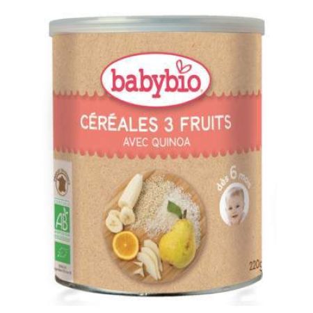 Cereale Bio cu 3 fructe si quinoa, 220 g, Babybio