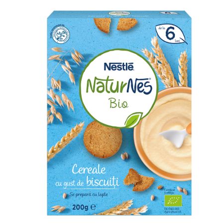 Cereale Bio cu gust de biscuiti NaturNes, 200 g, Nestle