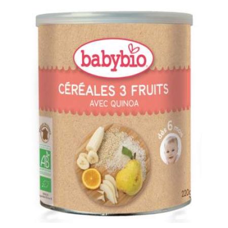 Cereale cu 3 fructe si quinoa, Gr. +6 luni, 220 g, Babybio