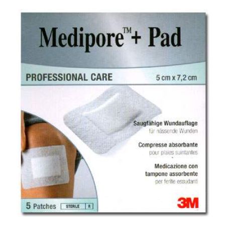Comprese absorbante, Medipore+Pad, 5x7.2 cm, 5 bucati, 3M