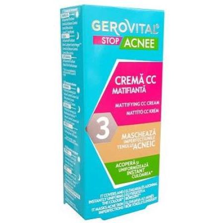 Crema CC matifianta Gerovital Stop Acnee, 30ml, Farmec
