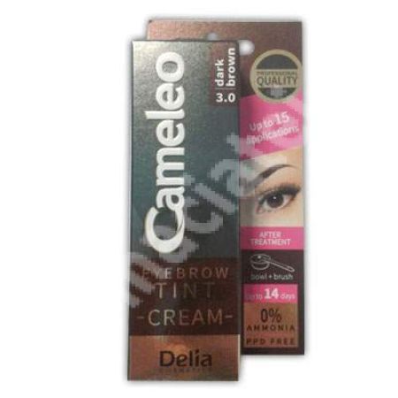 Crema coloranta pentru sprancene Cameleo, Dark Brown 3.0, 15 ml, Delia Cosmetics