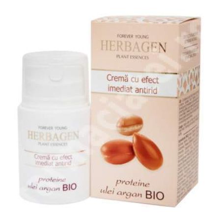 Crema cu efect imediat antirid cu proteine si ulei de argan Bio, Herbagen