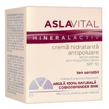 Crema hidratanta antipoluare Spf 10 MineralActiv, 50 ml, AslaVital