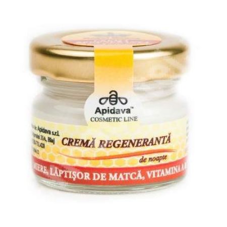Crema regeneranta cu miere, laptisor de matca si vitamina A si E, 30ml, Apidava