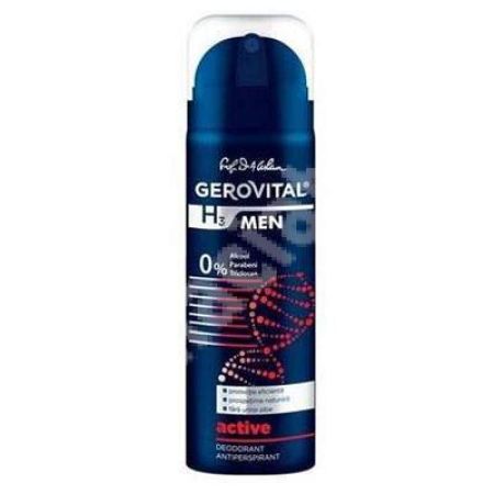 Deodorant antiperspirant, Gerovital H3 Men Active, 150 ml, Farmec