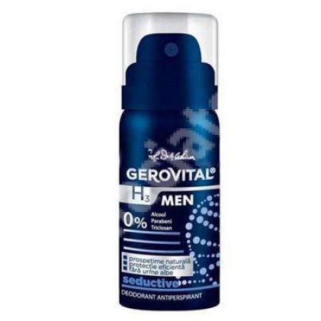 Deodorant antiperspirant, Gerovital H3 Men Seductive, 40 ml, Farmec