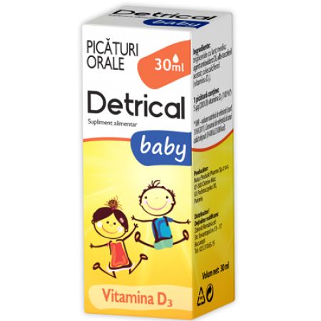 Picaturi cu Vit D3 Detrical Baby, 30 ml, Zdrovit
