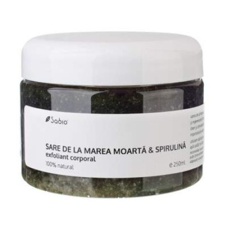 Exfoliant corporal cu sare de la Marea Moarta si spirulina, 250 ml, Sabio