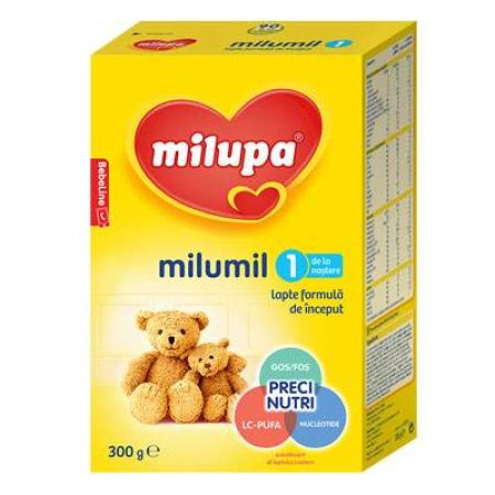 Formula lapte de inceput Milumil 1, Gr. 0-6 luni, 300 g, Milupa