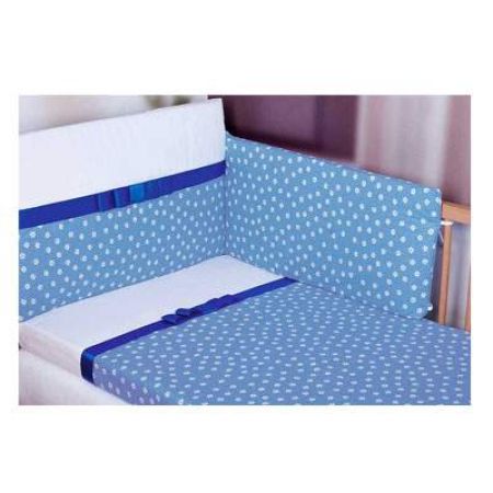 Lenjerie de pat din bumbac imprimat cu panglica Dots Blue, 3 piese, Gluck