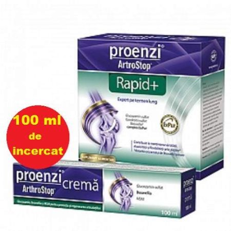 Pachet ArtroStop Rapid Plus, 180 tablete si Crema, 100 ml, Proenzi