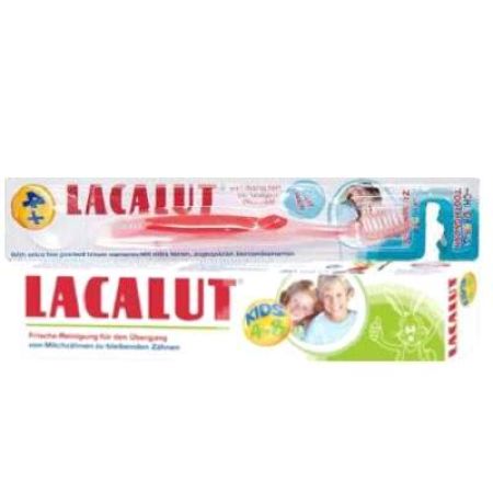 Pachet oferta Lacalut Kids, pasta de dinti pentru copii si periuta , 4-8 ani, 50ml, Theiss Naturwaren