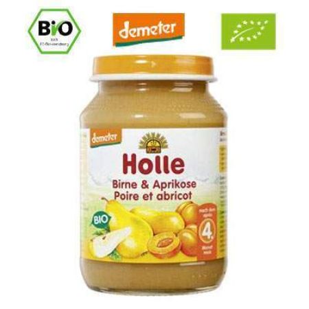 Piure Eco de Pere si Caise, +4luni, 190 g, Holle Baby Food