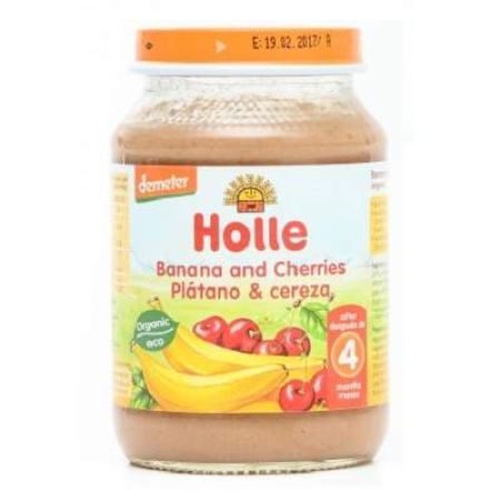 Piure Eco din Banane si Cirese, +4luni, 190g, Holle Baby Food