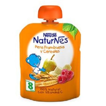 Piure Naturnes cu para, zmeura si cereale, 90g, Nestle