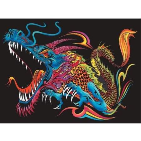 Plansa speciala de colorat pe catifea Dragon, 47x35cm, L86, Colorvelvet