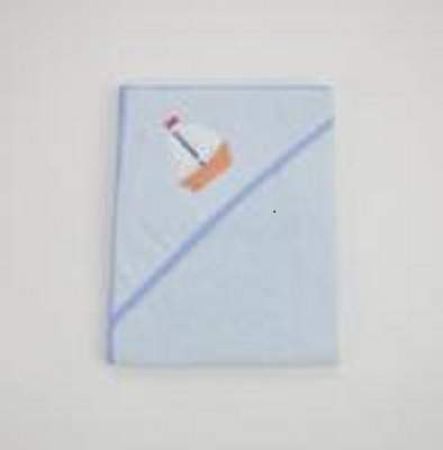 Prosop cu gluga pentru copii, albastru cu vaporas, 100x100 cm, 815, Ceba Baby