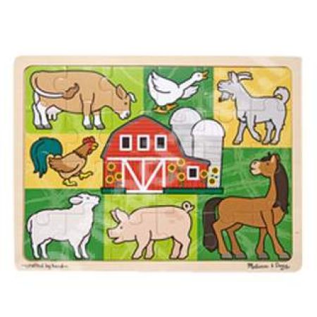 Puzzle din lemn cu animale de la ferma, MD1895, Melissa