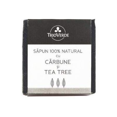 Sapun natural cu carbune si tea tree, 110 g, Trio Verde