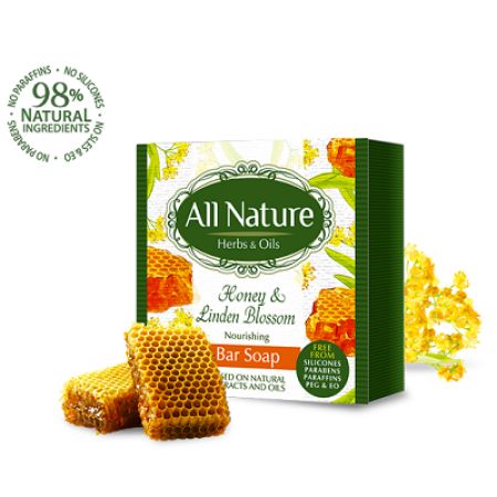 Sapun solid hranitor cu miere si flori de tei, 100 G, All Nature
