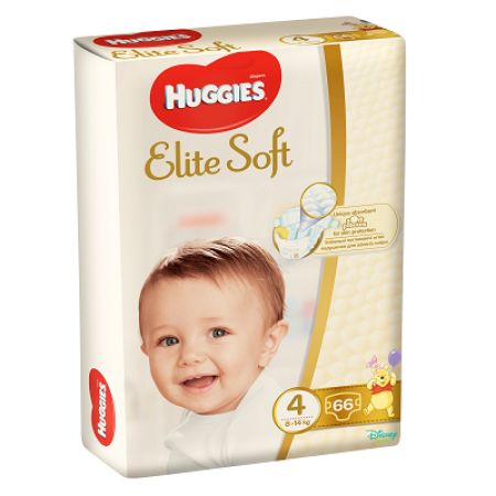 Scutece Elite Soft Nr. 4, 8-14 kg, 66 bucati, Huggies