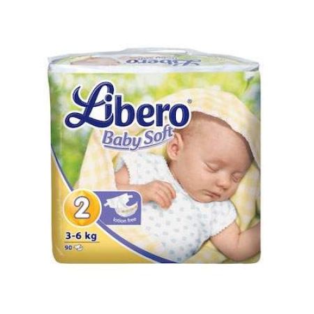 Scutece nr. 2 unica folosinta Baby Soft, 3-6 kg, 90 bucati, Libero