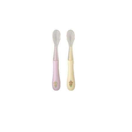 Set 2 lingurite din silicon - Baby Rose Pearl-Vanilla Pearl, Rotho BabyDesign