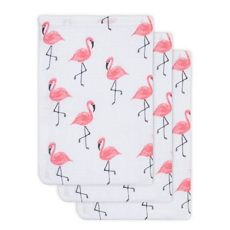 Set 3 scutece refolosibile Little Flamingo, 15 x 21 cm, Jollein