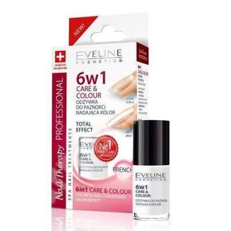 Tratament profesional Care & Colour Nail Therapy 6in1 French, 5 ml, Eveline Cosmetics