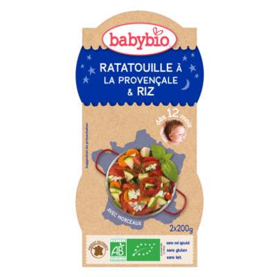 Meniu Ratatouille a la Provencale si orez, Gr. 12 luni, 2x200 g, Babybio
