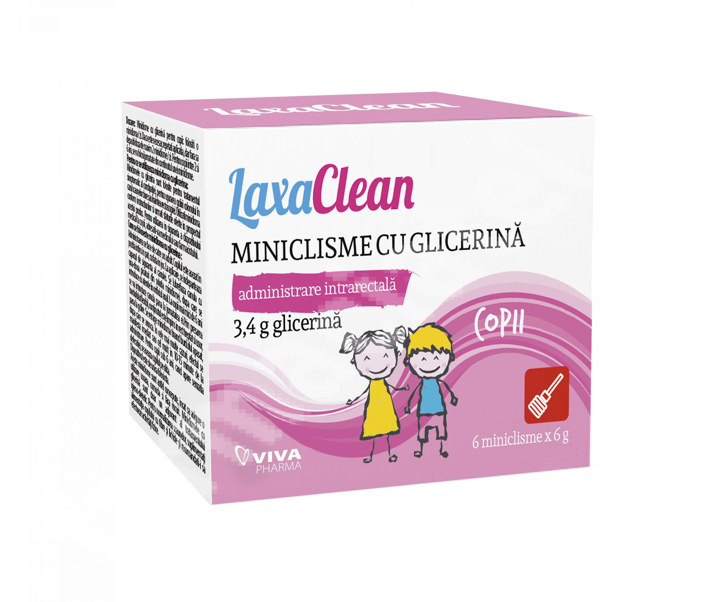 Miniclisme cu glicerina pentru copii LaxaClean, 6 bucati, Viva Pharma
