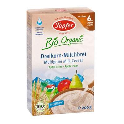 Multicereale cu lapte si fructe mere si pere Bio Organic, 200 g, Topfer